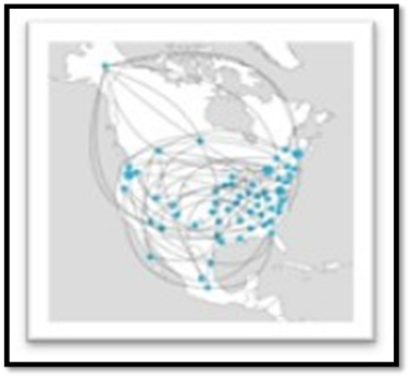 The image depicts a world map highlighting interconnected points, likely representing a network or distribution of locations.
AI-generated content may be incorrect.